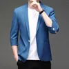 Herenpakken Mens Blue Button Up lange mouwpak Blazer Plus Size veer dunne casual hoogwaardige zakelijke kantoorkleding jas 3xl 4xl