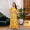 Casual Jurken Arabische Dubai Hijab Jurk voor Vrouwen Groene Ramadan Eid Jalabiya Mode Moslim Marokkaanse Kaftan Turkije Islamitische Kleding