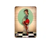 Jeunes Filles Sexy Motor Lady Photos Métal Peinture Beauté Plaque De Fer Peinture Bar Pub Tin Sign Decor Tin Plate Affiche Pin Up Wall Decor Home Wall Decor Taille 30X20CM w01