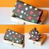 L 23SS X Yayoi Kusama Multicolor Dot Wallet Designer Coin Card Holders Purse High Quality SARAH KEY POUCH Leather Envelope Wallets Credit Card Holder M81864/M81980