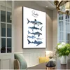 Dipinti murali educativi Nordic Kid Baby Bedroom Decor Nautica Mare Nursery Pittura Squalo balena Poster su tela Stampa artistica animale Woo