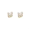 Une paire de boucles d'oreilles en perles géométriques S925, aiguille en argent, petit design, boucles d'oreilles de tempérament simple français pour femme