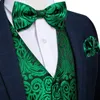 Kamizelki męskie jedwabna kamizelka Paisley For Man Sukienka Tuxedo Akcesorium moda Zielona kamizelka mankieta mankietów Bowtie Business Poemat