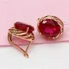 Серьги -грибы Classic 585 Purple Gold Lated 14k Rose инкрустированный овальный рубин для женщин сериал Романтический свадебный подарки Высокие ювелирные изделия