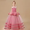 Robes de fille Fleur Filles Demoiselle D'honneur Robe Longue Tulle Élégant Enfants Princesse Robes De Fête Pageant Mariage Formel Venez Enfants Robes