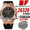 BFF V3 BF26320 Mens relógio ETA A7750 Cronógrafo automático Black Texture Dial Markers Stick Rose Gold Case Strap Super Edição Eternity Stopwatch Relógios