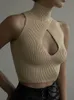 Women's Tanks Camis Sexy Cut Out Cropped Tops for Women Knitted Turtleneck Short Tank 2023 Sleeveless Slim Sweater Ladies Casual Vest 230224