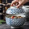 Miski antyczne cyjanowa glazura ceramiczna 6,5-calowa miska domowa zupa z makaronem Ramen w japońskim gospodarstwie domowym z pokrywką kokosu