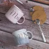 Mokken marmeren koffiekopje met deksel lepel mannen en vrouwen koppelen water keramisch paar creatieve mode mug aanpassing