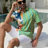 Männer Casual Hemden Sommer Neue Trendyol Männer Hawaiana Kurzarm Strand Hemd Mann Übergroßen Vintage Patchwork Gestreiften Hemden Kleidung Vetement homme Z0224