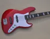 4 Strings Metallic Red Electric Bass Guitar with Rosewood Fingerboard White Block Inlays Can be customized