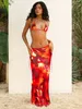 Kvinnors badkläder Sexig Leopardtryck 3 stycken Bikini Set 2023 Summer Beach Wear Triangle Bikinis Baddräkt med kjoltäckning A1554 230224