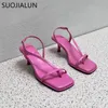 Sandals suojialun 2023 zomer suqare teen dames snadal mode smalband dames causale gladitor dues dunne hoge hak jurk pumps 230224