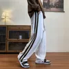 Mens Loose Coffee Corduroy Men Women Drawstring Striped Wide Leg Pants Autumn Casual Easy Care Antiwrinkle Mopping Trousers 230224