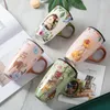 Creatieve handgetrokken bos Animal Water Cup Grote keramische koffiekop met deksel Kerst verjaardagscadeaus voor vrouwen en mannen