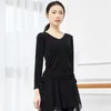 Stage Wear Style V-neck Dance Practice Dress Top Female Figure Long Dleeve Latin Classical Folk Training