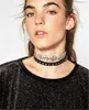 CHOKER 2PCS/SET Готическая красная синяя черная колье -хрустальные колье для женщин Bohemian Velvet Collear Collece Night Club Партия украшения