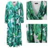 Casual jurken vrouwen plus maat S-5XL zomer chiffon print strand lange maxi jurk sexy v nek mouw los