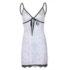 Lässige Kleider Sexy figurbetontes Kleid Vintage Mini Bogen Spitzenbesatz Schlangendruck Sommerkleid Weiße Kleidung für Frauen 2023 Mode Damenbekleidung