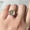 Küme halkaları doğal prehnite halka doğal gerçek 925 sterling gümüş mücevher boyutu 10 12mm