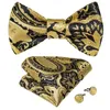 Papillon Luxury Gold Black Paisley Cravatta da uomo Seta tessuta da uomo Festa nuziale Farfalla Hanky Spilla Pin Set Tuxedo DiBanGu