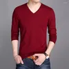 Men's T Shirts Men T-Shirt Spring Summer Cotton Long Sleeve Shirt For Solid Color Casual V-Neck Tshirt Slim Fit Tops Tees