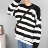 Men's Sweaters Couple Sweater Stripe Contrast Color Loose Round Neck Thermal Long Sleeves Hip Hop Matching Crew Autumn Tops