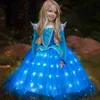 Платья для девочек, персонаж фильма «Приходи, принцесса», синее платье со светодиодной подсветкой, гламурное платье для девочек, косплей, карнавал, подарок на день рождения, праздничное платье, вечерние платья
