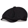 Boinas 2023 Masculino Casual Sboy Hat Primavera e Outono Boina Retrô Wild Hats Unissex Octogonal Boné