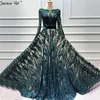 Party Dresses Green Sequined Luxury Fashion Evening Long Sleeves Pet A-line GOWNS 2023 SERENE HILL LA60799