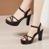 Sandalen Damen Leder Schwarz Plattform Sexy Sandalen Frau Sommer Elegante Schuhe Weibliche 2022 Damen Keil Mit Dicke Sohle High Heels Schuhe Z0224