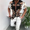 Casual shirts heren heren met korte mouwen shirt maashemd met een borstelige slanke fit luipaardprint katoen hiphop casual formele kleding Hawaiian Shirt Z0224