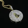 Полный 5A CZ Камень, проложивший круглое подвесное золото для женщин, мужчины хип -хоп ожерелье из украшения