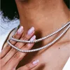 Chokers hänge halsband tunn 3mm Cz 1 rad glänsande tenniskedjan halsband hiphop is ut bling kubik zirkon choker smycken guldfärg pläterad för 230223