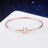 Bracciale aperto 1Double-T Bracciale multiplo multicolore in oro argento argento rosa Temperamento moda versatile diamante regalo a termine solare Bracciale in argento 925