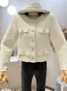 여성 재킷 가을 겨울 작은 향기로운 트위드 재킷 코트 여성 빈티지 모직 짧은 코트 스트리트웨어 우아한 캐주얼 슬림 아웃복 작물 탑 230224