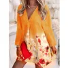 Casual Dresses 2023 Loose A-Line Dress Women Long Sleeve V Neck Beach For Print Mini Vintage Office Lady