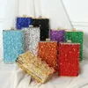 New Women Tassel Evening Clutch Bags Diamond Hasp Wedding Banquet Shoulder Bags Bling Sequins Wallets With Chain 9 Colors 230224