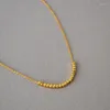 Łańcuchy Raylove teksturowane mosiężne złoto rzeźbione kwadratowe małe złote koraliki krótki naszyjnik