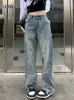Dżinsy damskie Weekeep Y2K Star Patchwork Dżinsy Kobiety Streetwear Niski wzrost prostej nogi Dżinsowe spodnie w lupgy Harajuku vintage Casual Jean 90s 230223