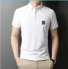 Brand Stone Jacket Polos verão clássico clássico de algodão mercerizado Camisa de pólo masculino de manga curta Top casual versátil