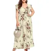 Casual Dresses Women Summer 2023 Plus Size Sexy V Neck Floral Print Boho Beach Long Chiffon Dress Sleeveless Sundress Female Vestidos