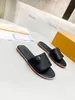 2023With Box Designers Smooth Calfkin Damtofflor Sandaler Sunset Flat Comfort Mules Vadderad frontrem Tofflor Fashionabla stil Slides R hl