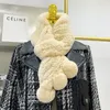 Women Real Rex Rabbit Fur Scarf Winter Warm Neckerchief Wraps PomPom Black Grey 80cm