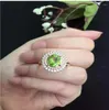 Cluster Rings Natural Peridot Ring Woman 925 Sterling Silver Wholesale Fine Jewelry Gemstone 8 10mm