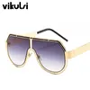 Sunglasses Vintage One Piece Sunglasses Women New Oversized Pilot Men Shades Glasses Luxury Brand Metal Hollow Trend Unique Female Eyewear G230223