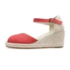 Sandali Espadrillas con zeppa da donna 2022 Sapato Feminino Vendita di canapa 6 cm Sandali aperti casual Sapatos Mulher Sandalias Mujer Elastico Z0224