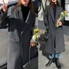 Giacche da donna Autunno e inverno Cappotto di lana coreano di alta qualità da donna classico retrò doppio petto vestibilità ampia di media lunghezza 230223