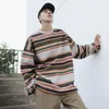 Men's Hoodies 2023 Autumn Round Neck Coats Woolen Stripe Printing Pullover Male Tide Cotton Casual Oversized Sweatshirts M-2XL