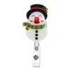 10 PCS/Lot Key Ring Intrekbare verpleegster Bling Glitter Holiday Badge Reels Cute Snowman Snowman Snowflake Acryl Kerst -ID Naam Badge Holder met alligatorclip